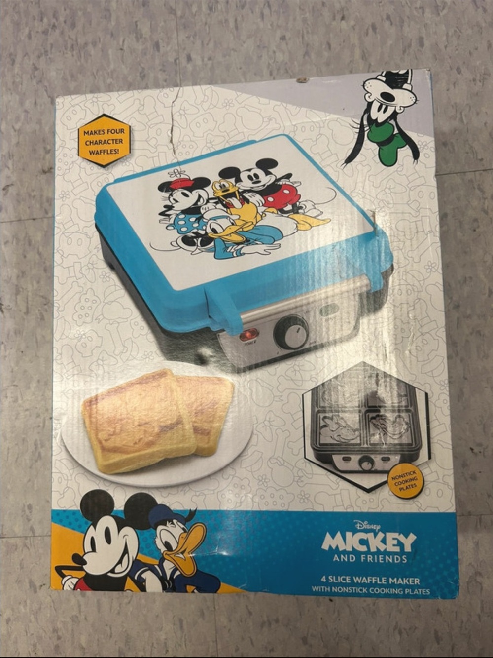 Disney Mickey & Friends 4 slice Waffle Maker with nonstick cooking plates